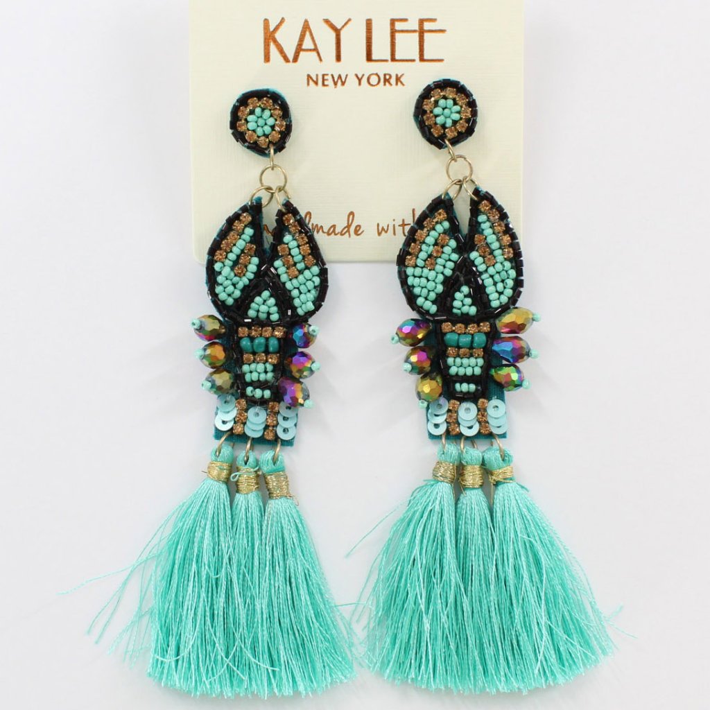 Kaylee Seed Beaded Beautiful Fun Tribal Boho Post Earrings Made In India